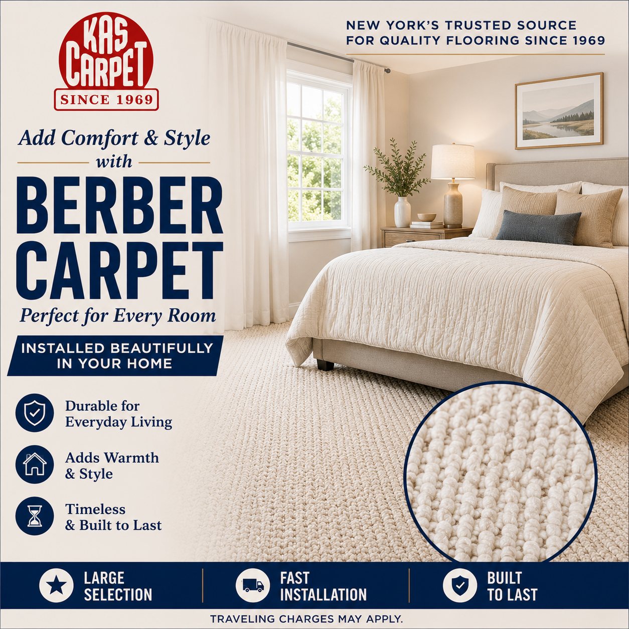 Berber carpet in a bedroom