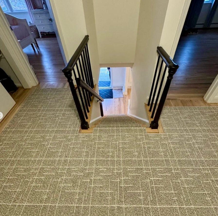 Custom cut and bound area rug in white